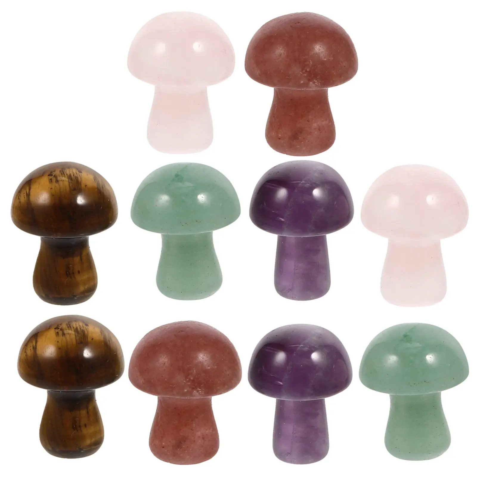 10Pcs Mini Mushroom Crystal Stone Decor Mushroom Shape Ornament Indoor Outdoor Garden Terrarium Fish Tank Decoration Mini Decor
