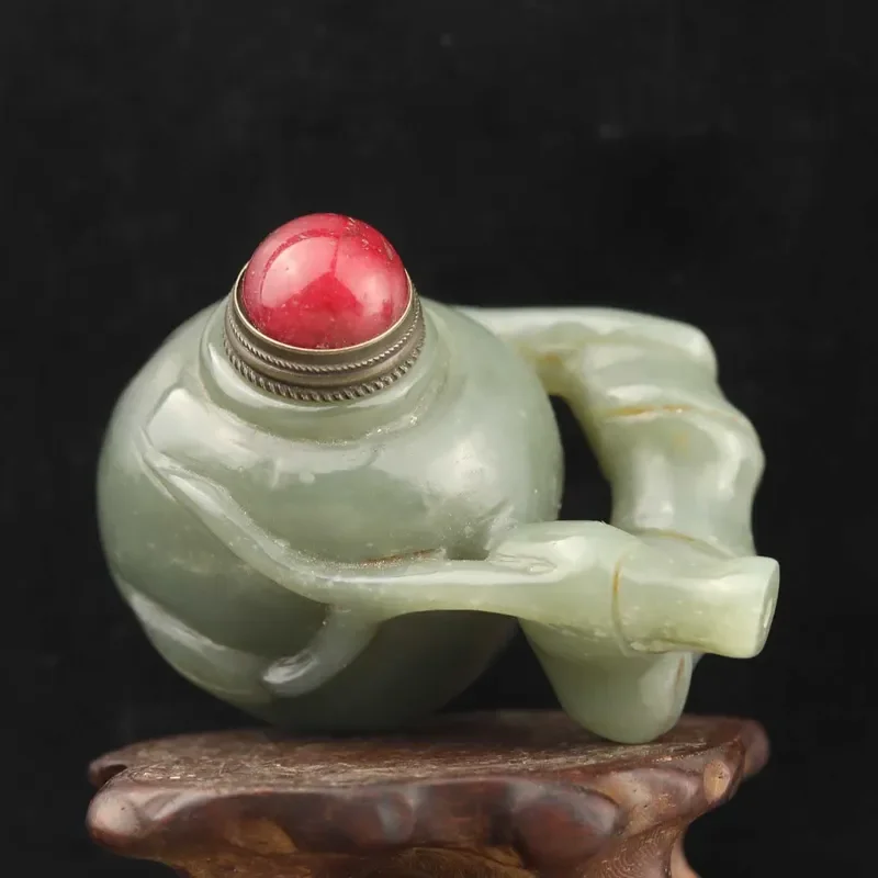 

Старый китайский натуральный нефритовый цветочный горшок snuff bottle v
