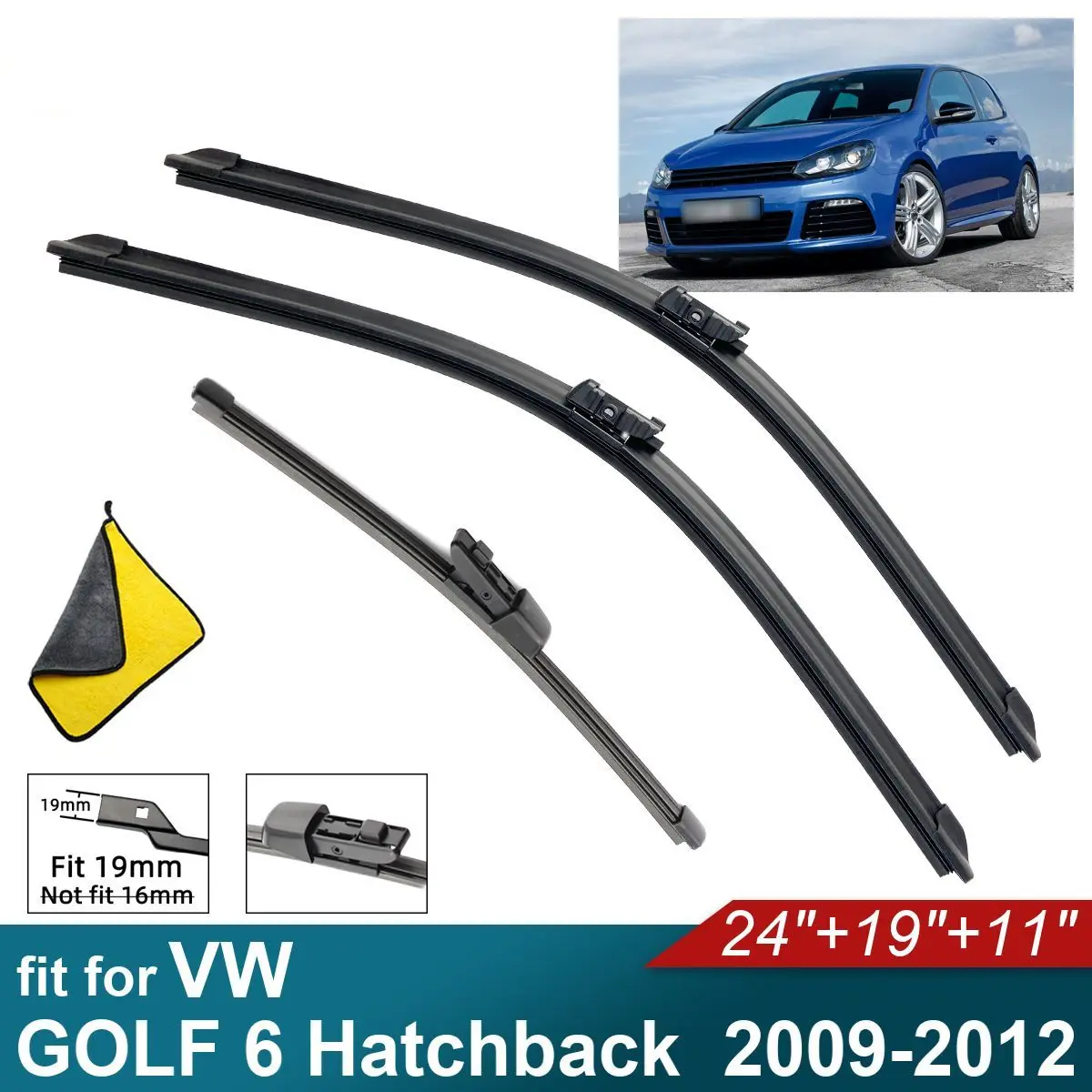 

Car Windshield Wiper Blades Fit For VW GOLF 6 Hatchback Rear Wiper Blades Soft Rubber Auto Front Windscreen