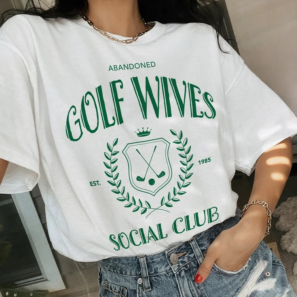 

Gold Wives Social Club Letters Printing T Shirt Women Short Sleeve Loose Cotton Summer Tops Tees Ins Fashion Retro Style Shirts