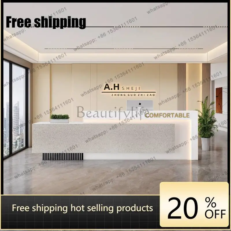 LJY Small Checkout Reception Desks Storage Vintage Corner Solid Wood Reception Desks White Luxury Recepcion Mostrador Furniture
