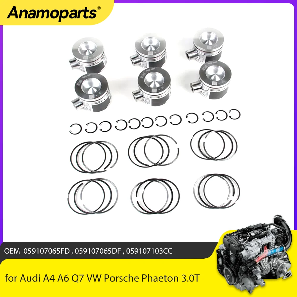 

Engine Parts Piston Set Fit 3.0 T for Audi A4 A6 Q7 VW Porsche Cayenne Touareg Phaeton 3.0T 3.0 TDI CAS 059107065DP 059107103CE
