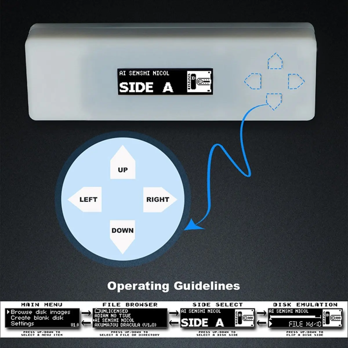 A14G For FDSkey Disk System Drive Emulator+Memory Card with OLED Display for AV FC Famicom Console Black