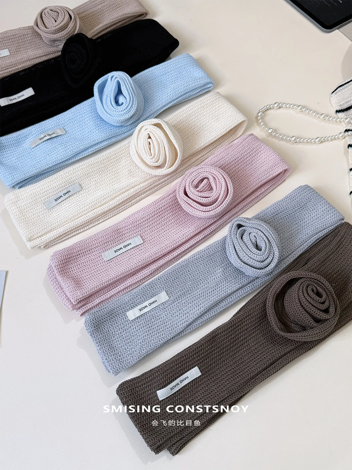 Korean New Small Fresh Flower Knitted Scarf Women's Spring and Autumn Literary Sense Sweet Simple Versatile Neck Scarf