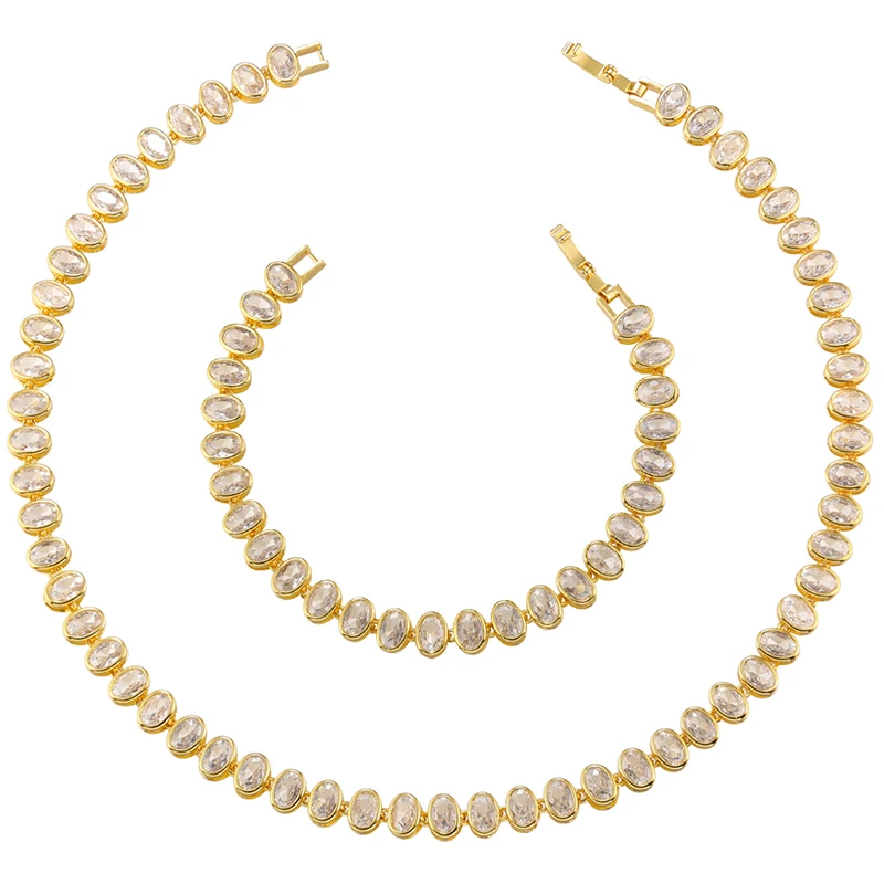 ZHUKOU Luxury Necklace for Women delicate Dinner Cubic Zirconia iced out tennis ladies Necklace chains Jewelry Wholesale VL266