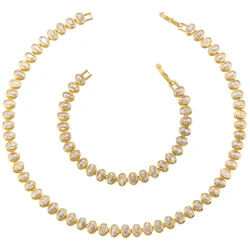 ZHUKOU Luxury Necklace for Women delicate Dinner Cubic Zirconia iced out tennis ladies Necklace chains Jewelry Wholesale VL266
