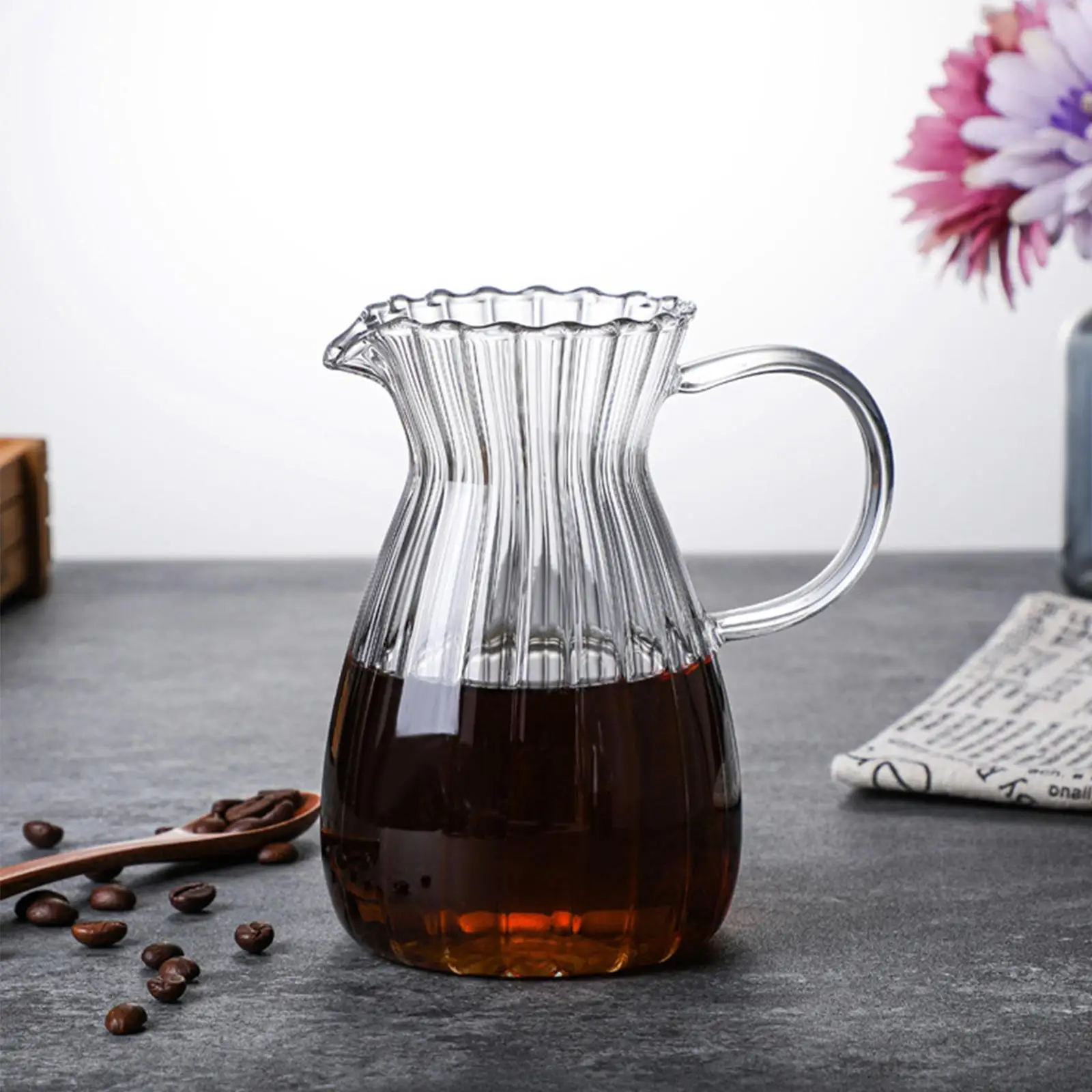 Household Glass Coffee Sharing Pot Milk Pitcher Large Capacity Drinkware Portable Reusable Transparent Teapot