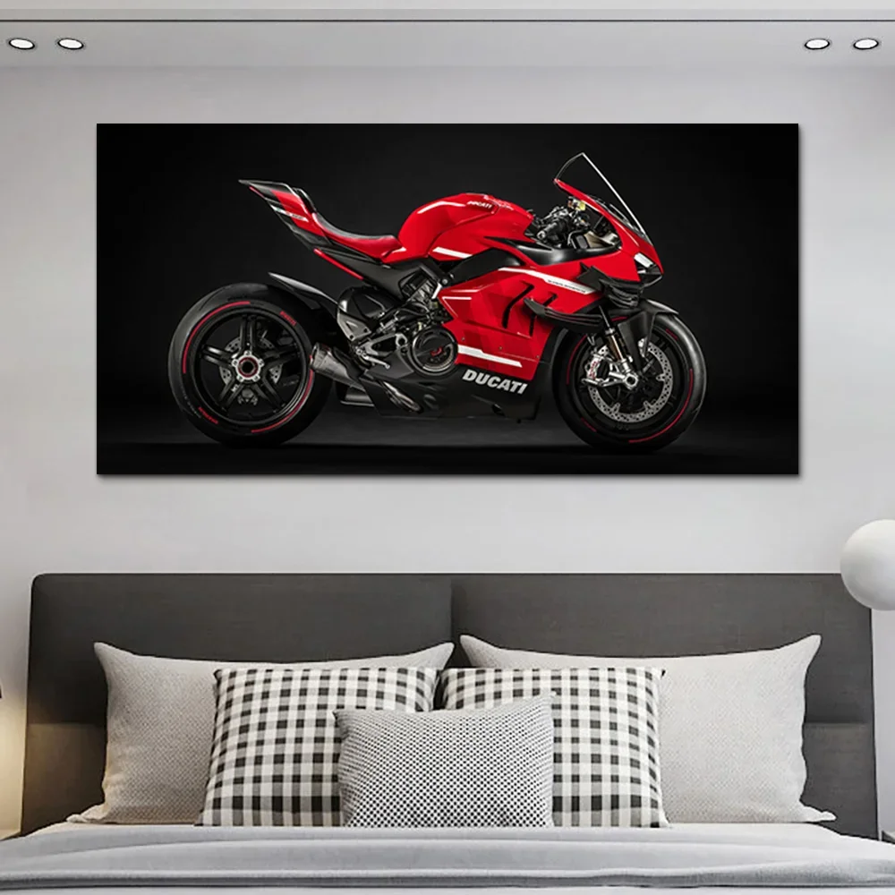 1pc Frameless  Classic Vintage Wall Art Motocross Motorcycle HD Canvas Print Poster Home Gaming Room, Sports Car Club Decorative