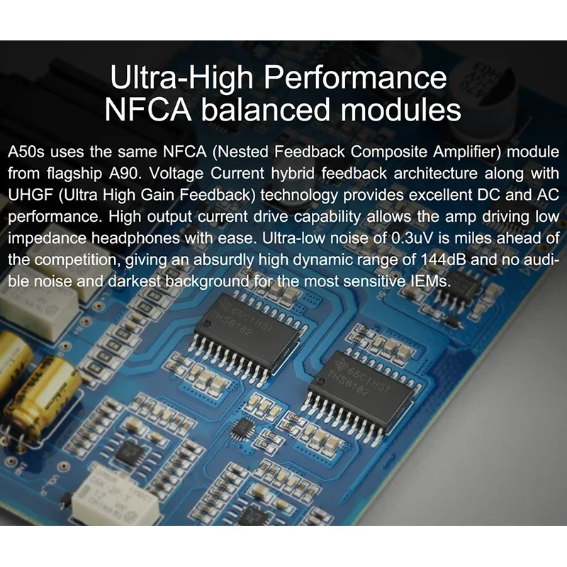 TOPPING A50s NFCA โมดูลเดสก์ท็อปเครื่องขยายเสียงหูฟัง AMP Preamplifier 6.35 SE 4.4mm Balanced Output 3500mW * 2