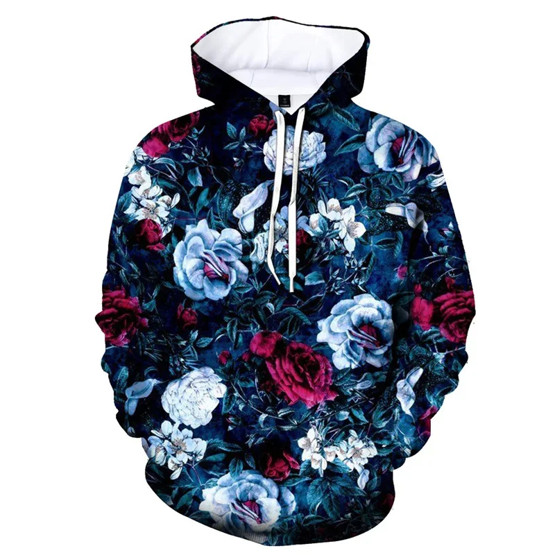 Mens 3d Bramble Rose Printed Hoodie Long Sleeves Sweatshirts Pullover Tops Fashion Sport Running Oversized Hoodies Men Clothes