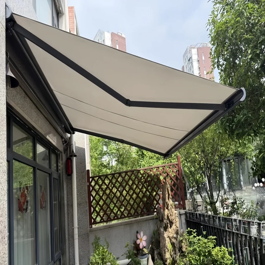 Retractable Awning, Aluminum Full Cassette Awning, 3/2 Meter Acrylic Wall Mounted Shade, Outdoor Patio Sunshade Canopy