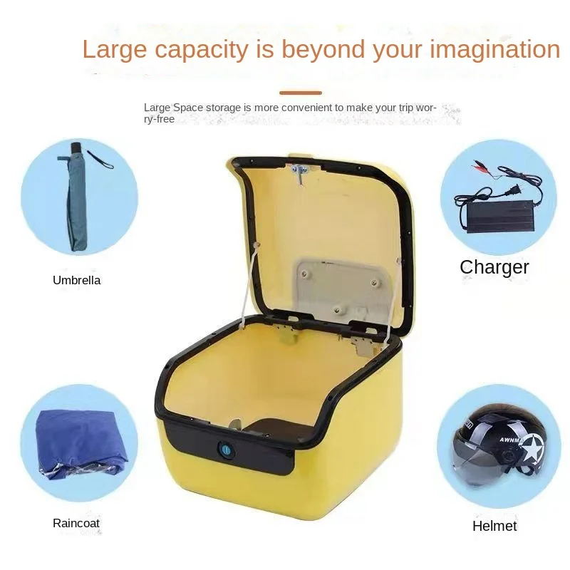 NEW Motorcycle Tour Tail Box Scooter Trunk Luggage Top Lock Storage Carrier Case with Soft Backrest and Quick-Release System