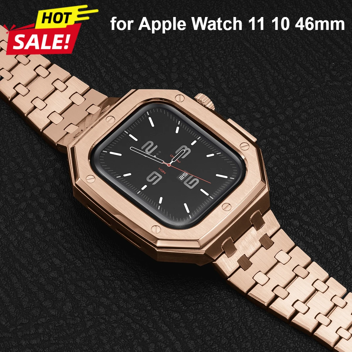 Luxury stainless steel upgrade set for Apple Watch 11 46mm metal case and bracelet Modification Mod Kit for iWatch Series10 46mm