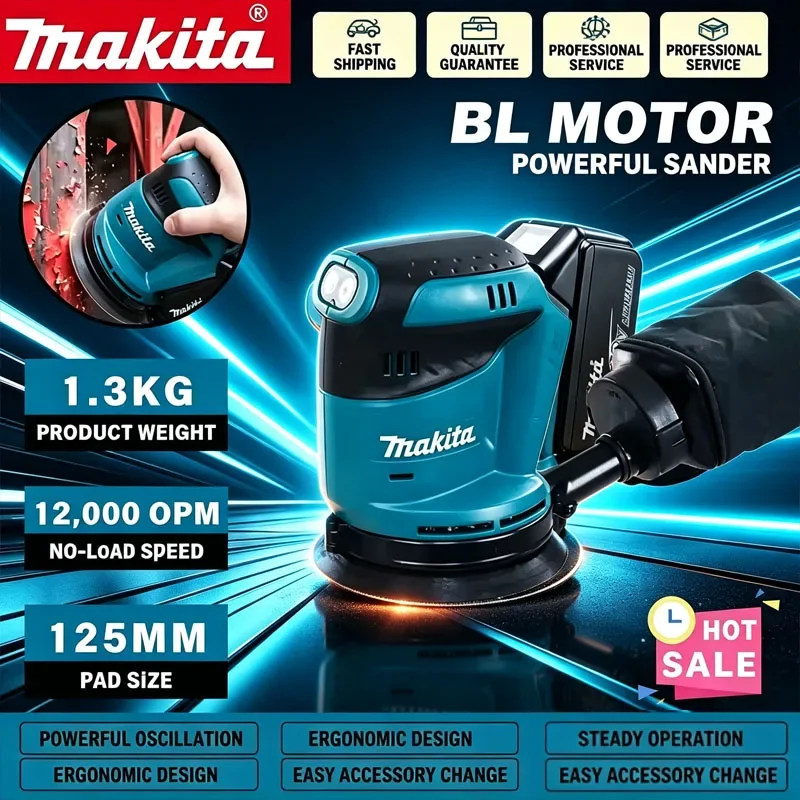 Makita DBO180Z 18V Cordless Random Orbital Sander for Woodworking Putty Polishing DIY and Professional Use Bare Tool