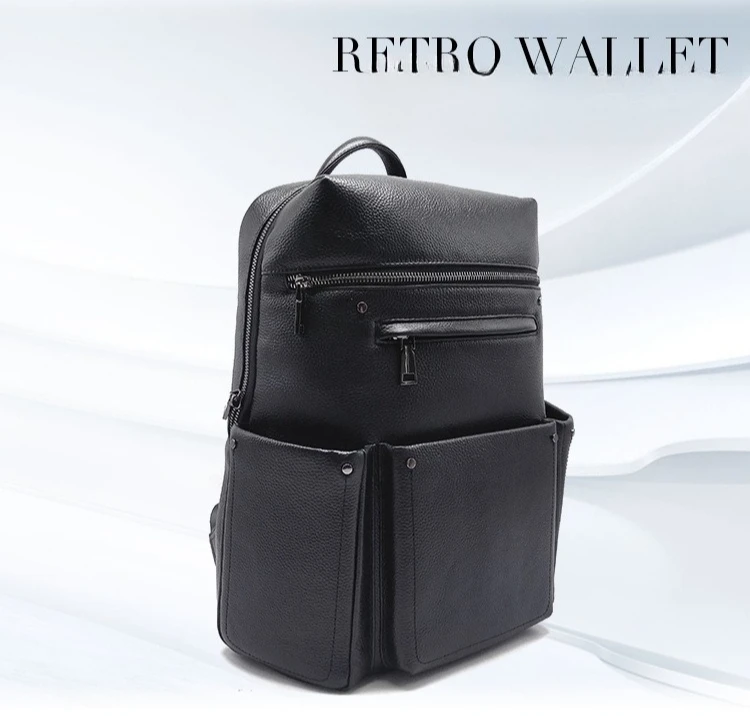 2026 New Fashion Brand Natural Cowskin Genuine Leather Men's Backpack Large Capacity Shoolbag Boy Laptop Backpack Computer Bag