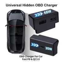 Universal Hidden OBD Charger for Tesla Model Y/3/X/S USB 18W Type-C PD30W OBC Docking Station Fast Charger Car Accessories