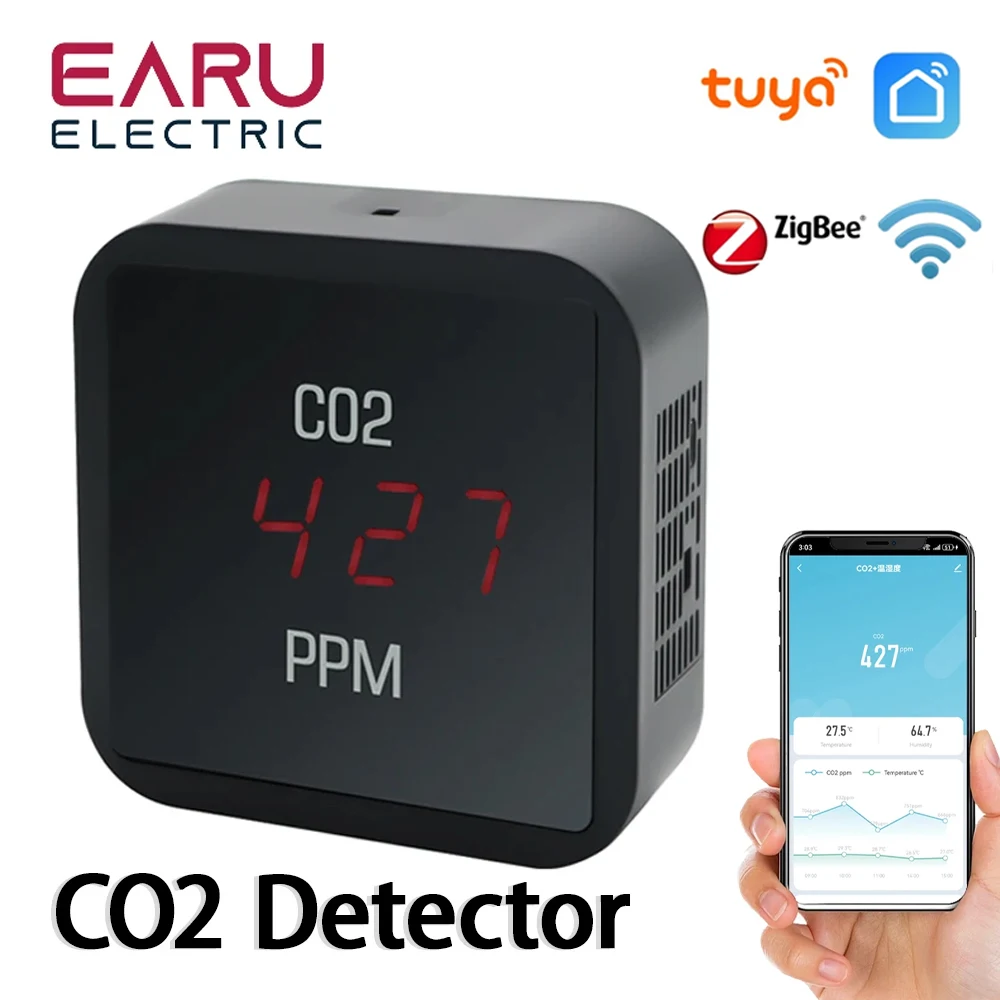 WiFi ZigBee Indoor Air CO2 Detector of the Household Quality  Multifunctional Monitor CO2 Temperature Smart Display Sensor LCD