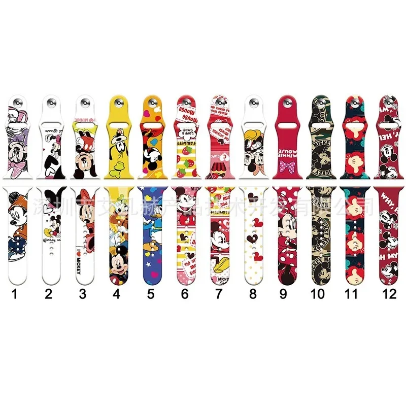 Disney Mickey Silicone Strap for Apple Watch Band 44mm 45mm 42mm 41 40 38mm Bracelet Cute Cartoon IWatch Apple Watch 7 6 5 3 SE