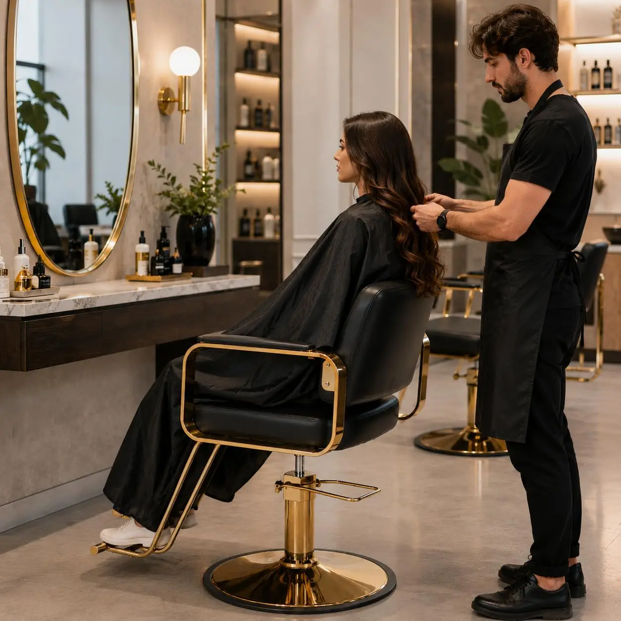 Barber Chair Reclining Salon Beauty Styling Chair for Hair Stylist Client, Customized