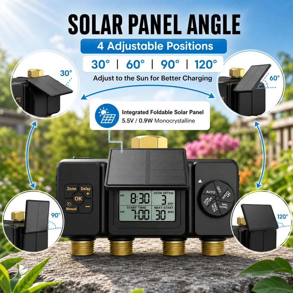 4-Zone Solar Powered Irrigatio - Automatic Watering recension och pris