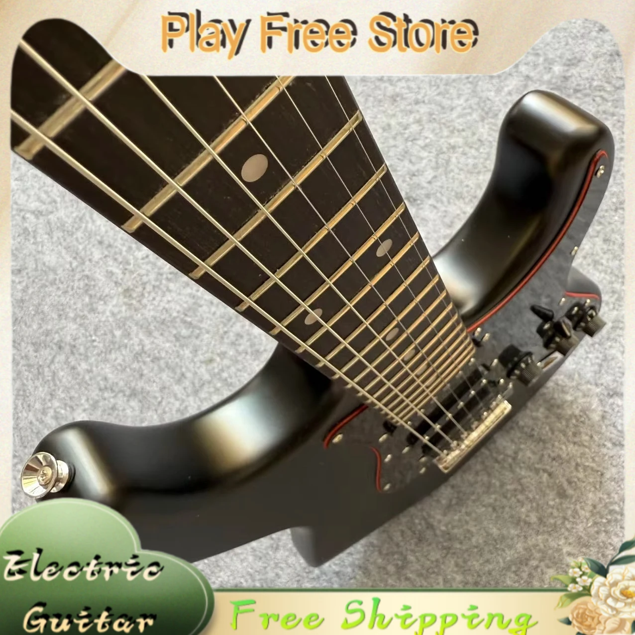 Matte Black Rock‑ST HSH Electric Guitar | HSH Pickups 1954 Classic Stage Guitar Beginner Entry‑Level Free Shipping New