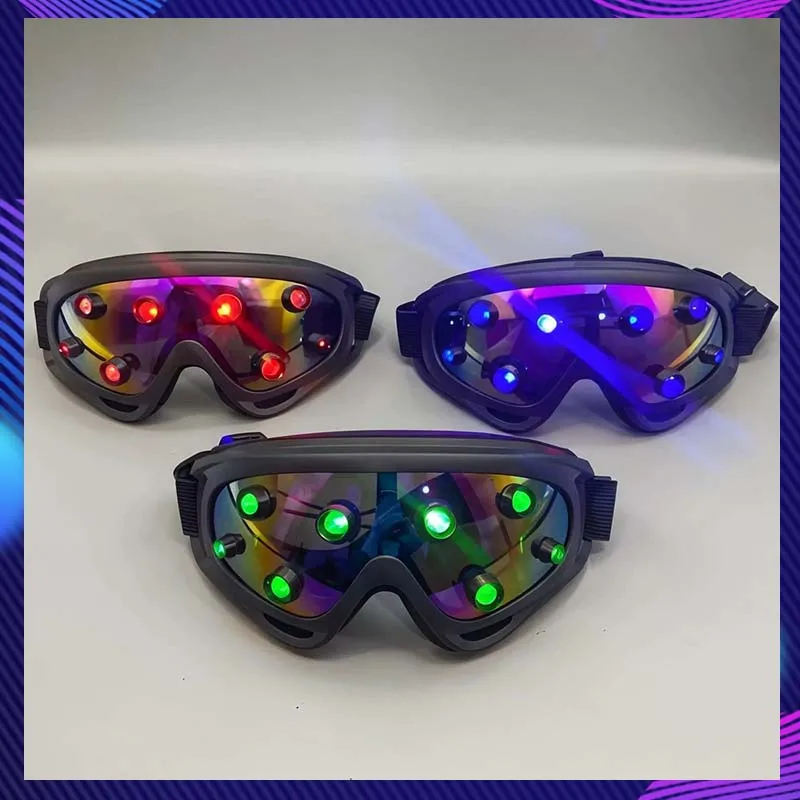 Cyber Punk Glasses Halloween Party Cosplay Mechanical Warrior Glasses With Light Coser Performance Photography Props Costumes