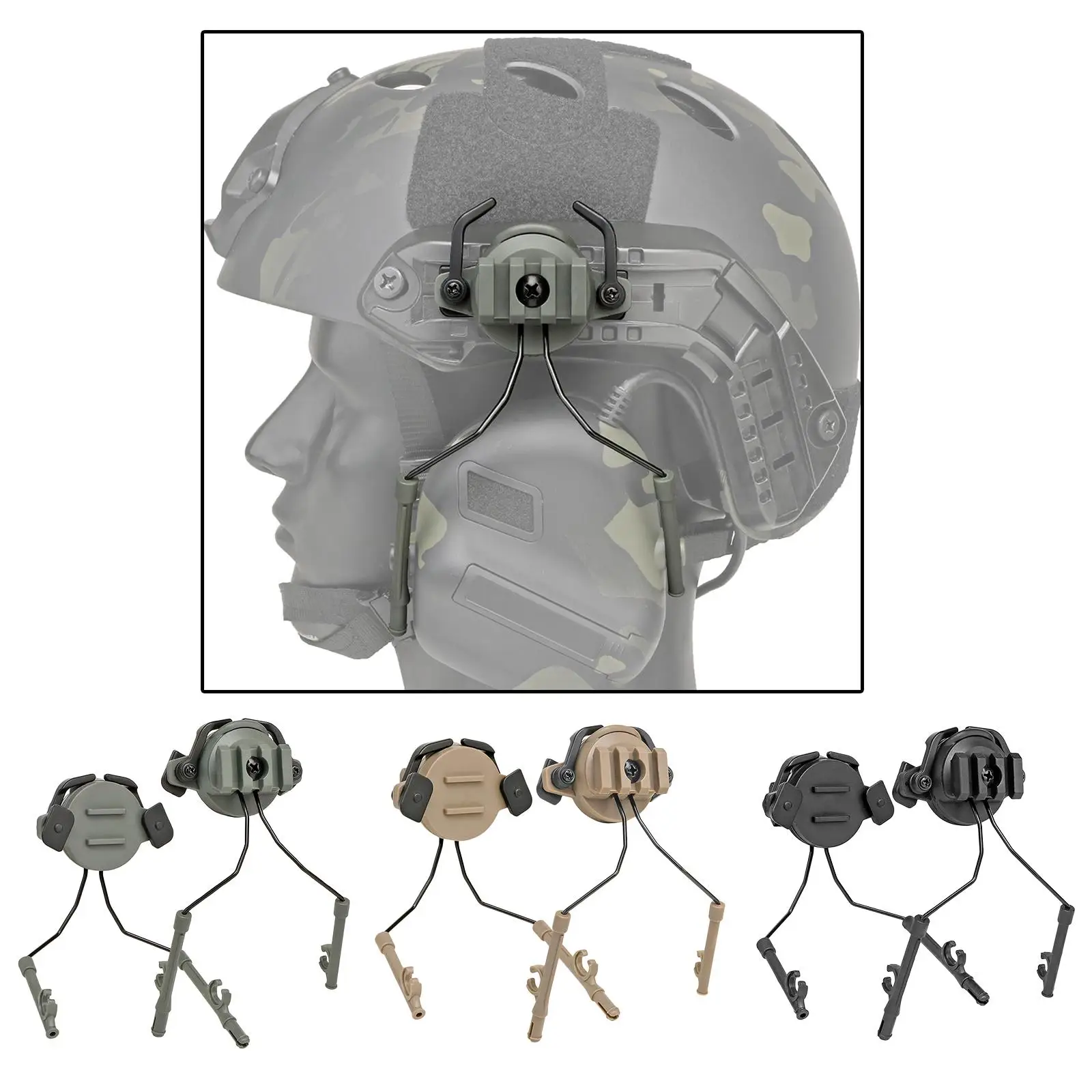 1 Pair Headset Helmet Adapter Holder, Helmet Headset Support Headphones Bracket Left and Attachments