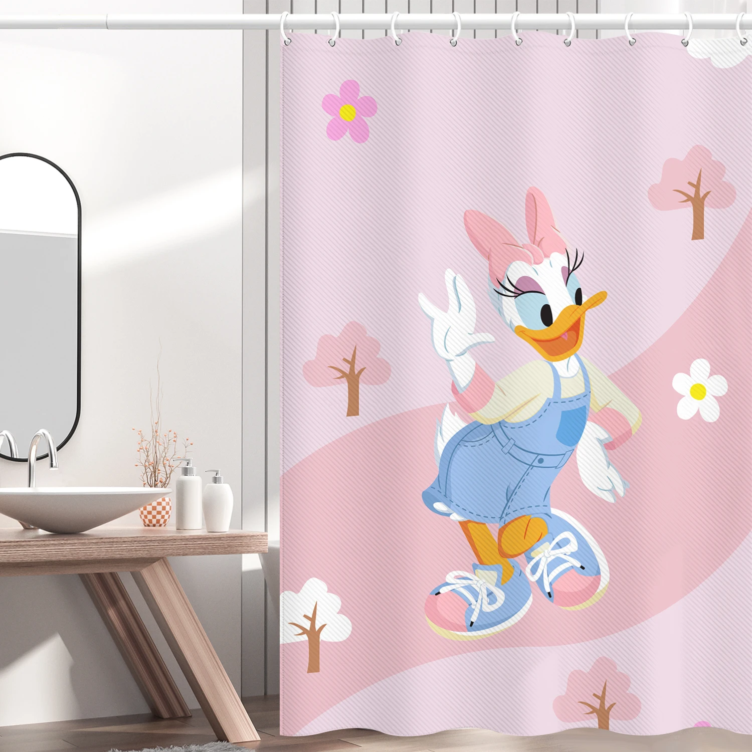 

Donald Duck Mickey Mouse Shower Curtains Waterproof Bath Curtains for Bathroom Cartoon Print Polyester Bathing Cover 12 Hooks