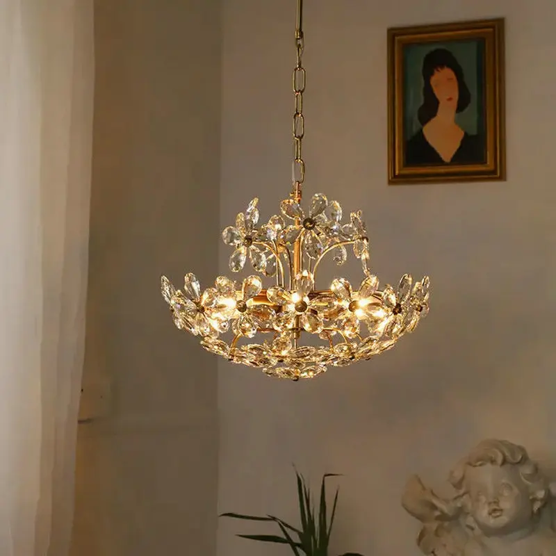 Modern LED Sola Flower Pendant, Dreamy Crystal Atmosphere Light, High end Living Room and Dining Room Pendant YX210TB