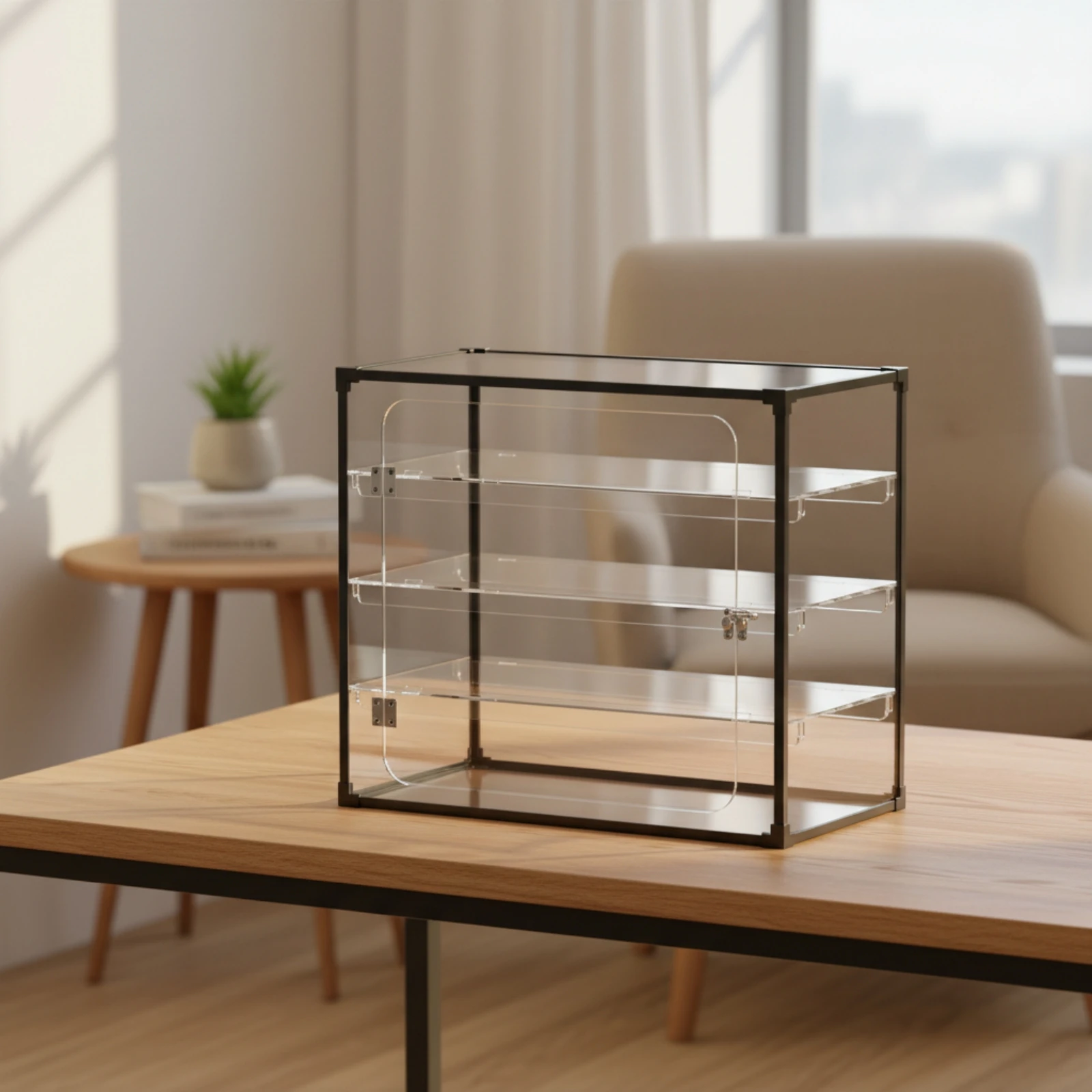 Keyboard Storage Cabinet Dustproof Keyboard Display Case Cabinet with Shelves and Doors Transparent Furniture Sturdy view 4