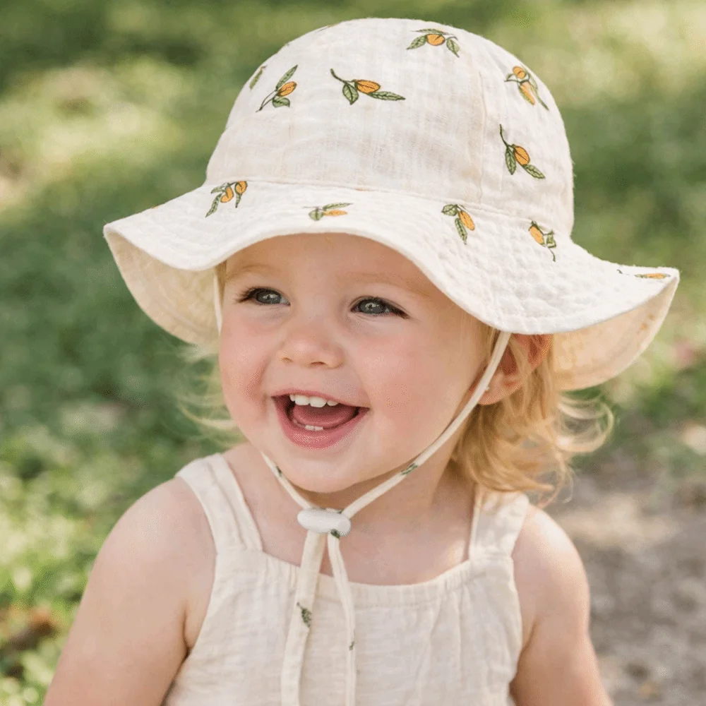 

Spring Autumn Adjustable Floral Print Baby Bucket Hat Cotton Chin Strap Children Fisherman Hat Soft Wide Brim Sun Cap Summer