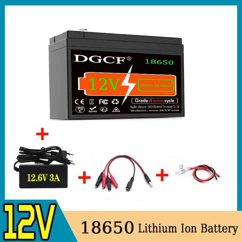 

New 18650 3S6P 12V Lithium Battery Pack,Built-in 30A BMS,For Solar Energy Electric Vehicle Li-ion Battery+12.6V Charger