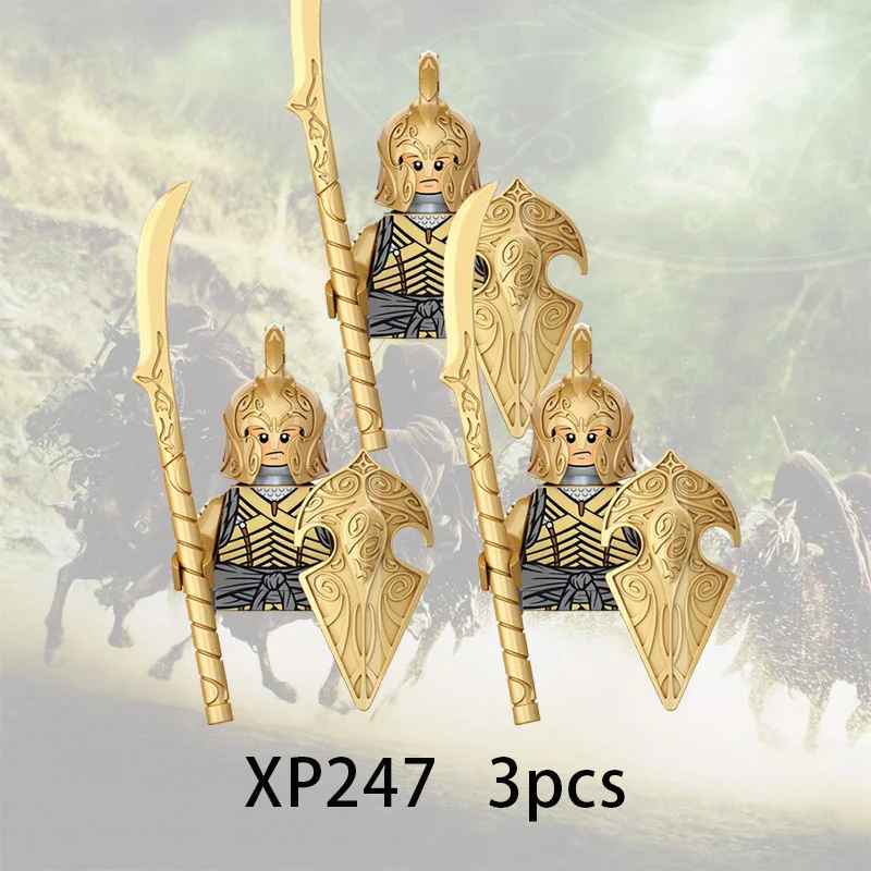3 stücke Herr Ringe Elfen Orcs Armee Zwerg Rohan Mini Action Spielzeug Figuren Bausteine Montage Spielzeug für Kinder Geburtstag geschenk