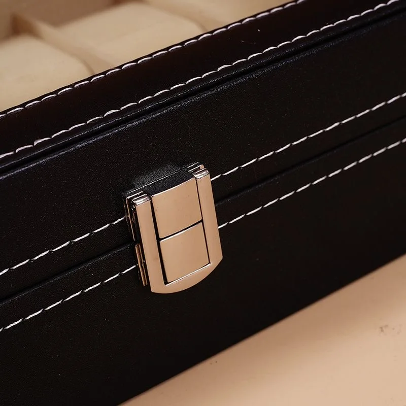 النمط الكلاسيكي 2/3/4/5/6/8/10/12/20 فتحات بولي Leather ساعة جلدية عرض حافظة منظم صندوق تخزين المجوهرات مع سطح زجاجي