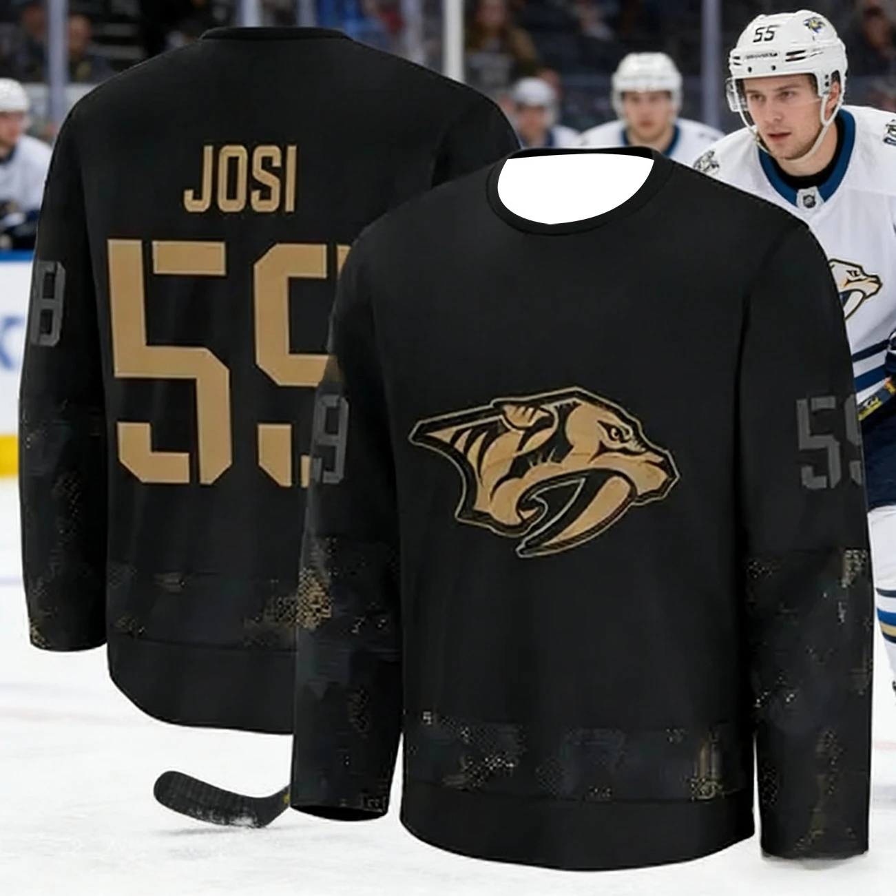 2026 Men's Ice Hockey Jersey 3D Printed Predator Sports Breathable Quick-drying Black Long-sleeved T-shirt Kids