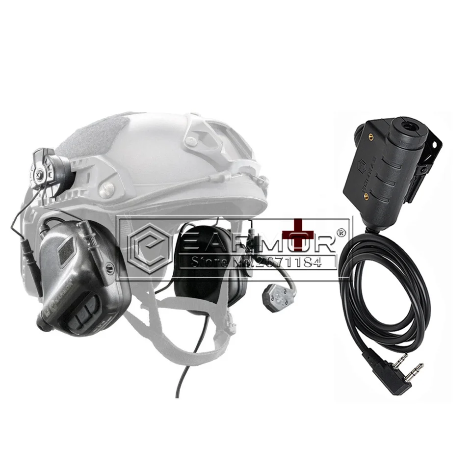 

EARMOR M32H Headset & M51 Kenwood PTT Adapter with Baofeng Radio Communication Tactical Headset for ARC Fast Helmet Rails