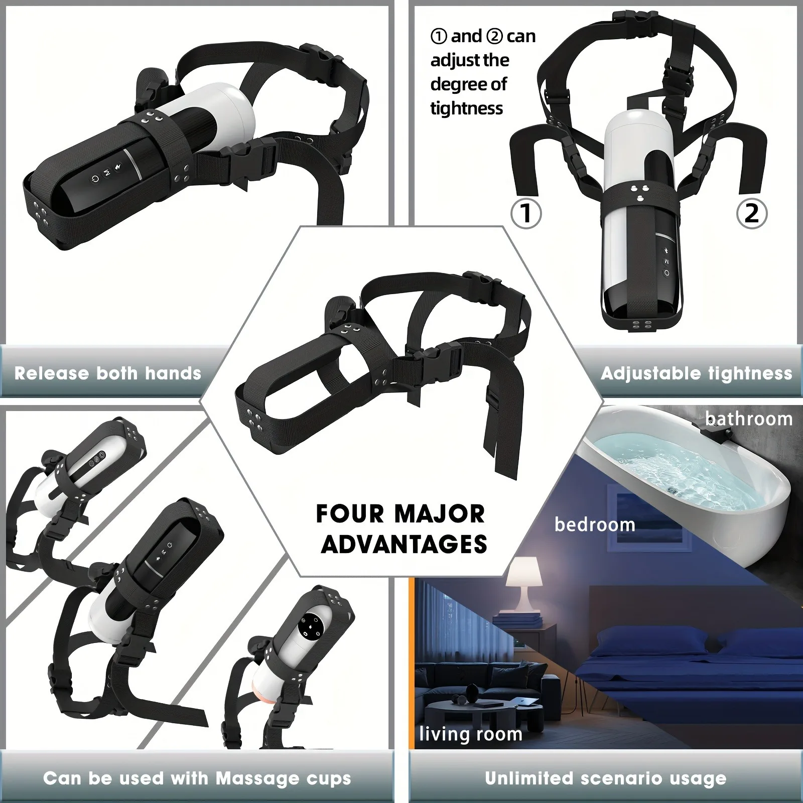 Adjustable Strap-on Automatic Male Masturbation Cup Wearable Sex Harness Male Hands Free Masturbator Sex Toys for Man