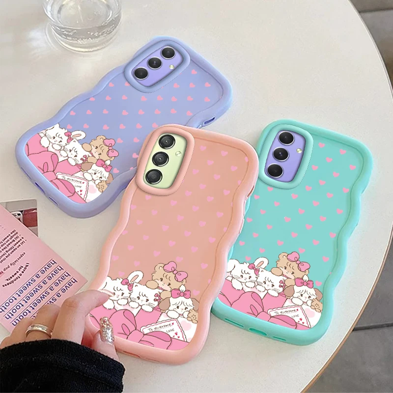 Girl Cute Cat Bow Phone Case For Samsung Galaxy A04 A04S A05 A05S A06 A07 A14 A15 A16 A17 A24 A25 A26 A34 A35 A36 A54 A55 A73