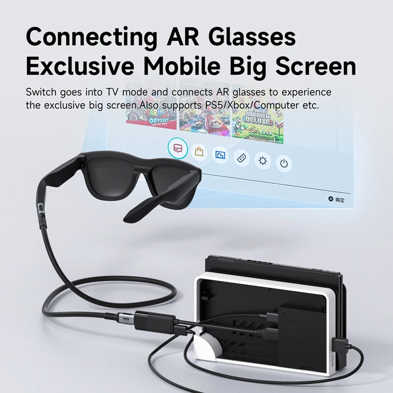 Hagibis HDMI إلى USB C أنثى محول HDMI إلى AR نظارات محول الشحن والتشغيل للتبديل PS5 Xbox Rokid/Xreal/Thunderbird