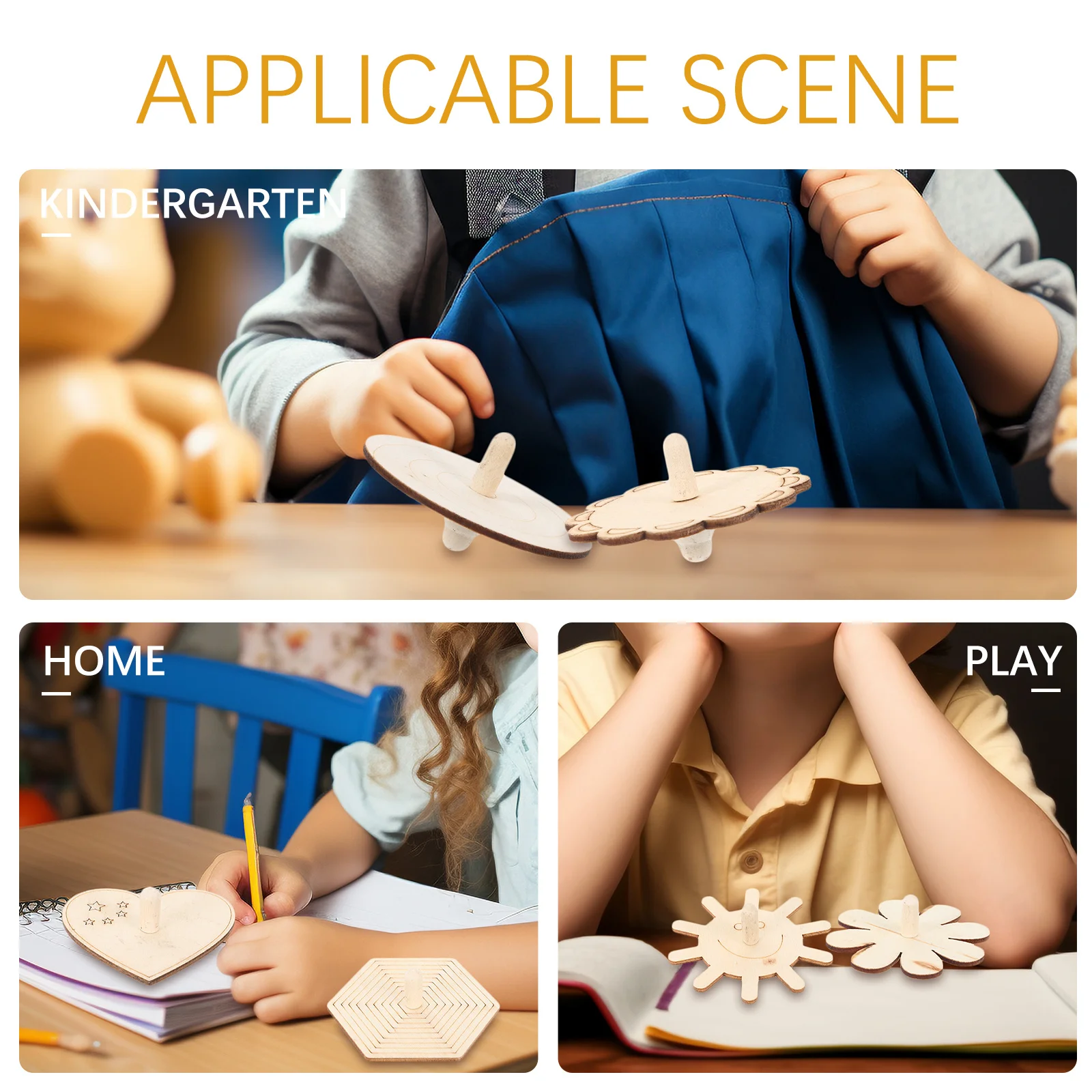 10 Stücke DIY Unvollendete Holz Gyro Set Blank Malerei Holz Tops für Kinder Kindergarten Hand Auge Training Holz Gyro