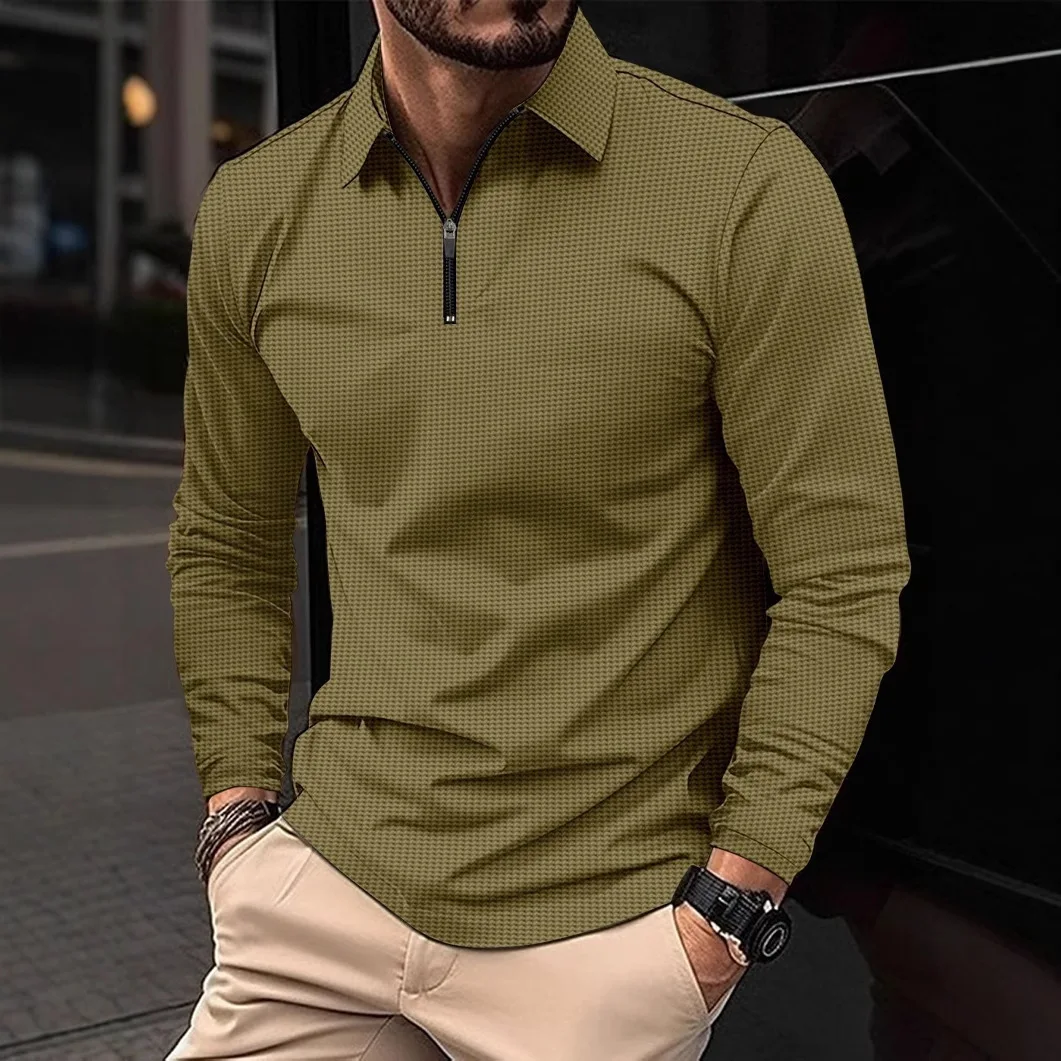 

Модная мужская кофта на молнии с длинным рукавом из вафельного трикотажа, однотонная, повседневная, спортивная