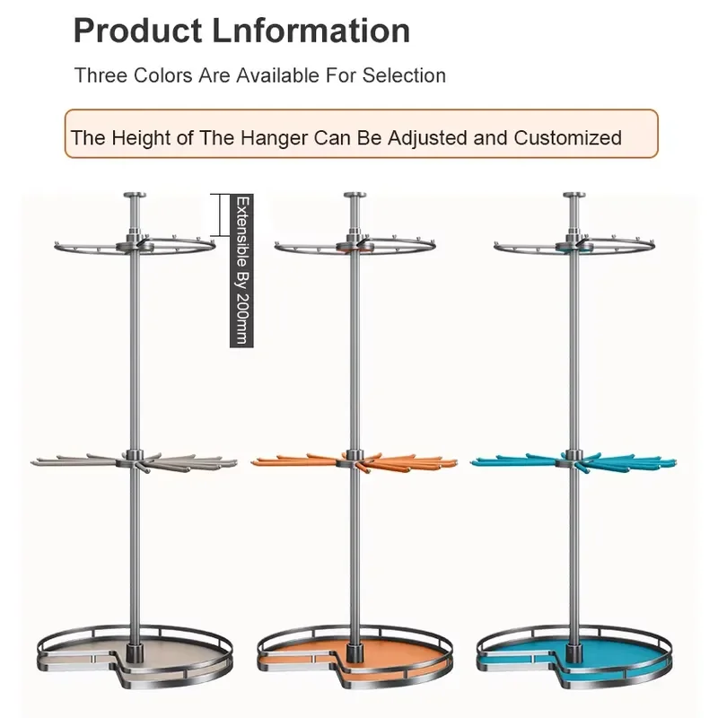 HNOSS Wardrobe Corner Rotating Space Save Hanger 3 Layers Rotating Cloth Hanger Rack Hanger