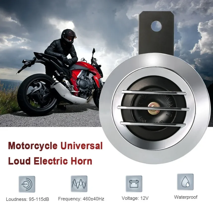 DC 12V 1.5A 105dB Universal Waterproof Motorcycle Round Electric Horn Car Interior Accessories 1PC