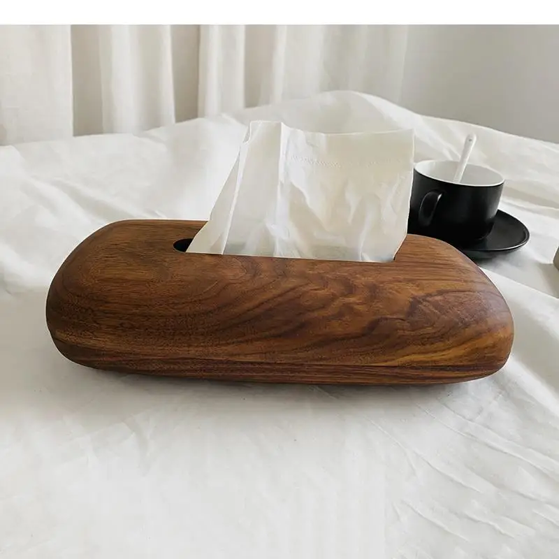 

Solid Wood Walnut Tissue Box Bedroom Living Room Home Desktop Finishing Retro Tea Table Desktop Restaurant Tissue Storage Boxes