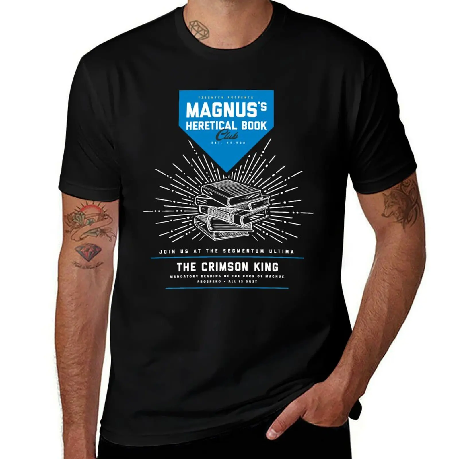 Magnus's Heretical Book Club (Blue/White) T-Shirt cute clothes plain heavyweights mens graphic t-shirts funny