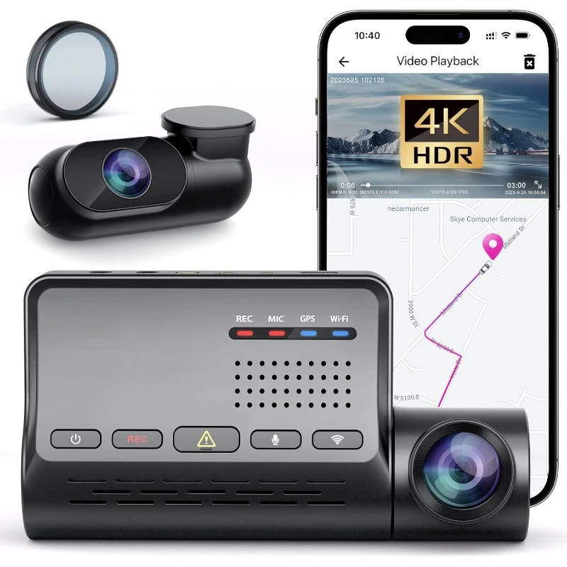 4K HDR Dash Cam Front and Rear A139 Pro 2CH, STARVIS 2 IMX678 Sensor, Superb Night Vision, Ultra HD 4K