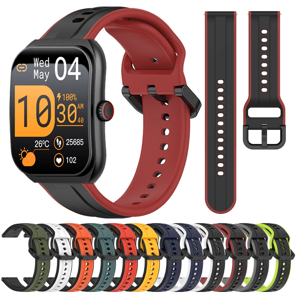 20/22mm Silicone Sports Strap For COLMI P86 Bracelet Band For COLMI P82 P81 V76 M42 P76 C81 C80 i28 Ultra Replace Soft Watchband