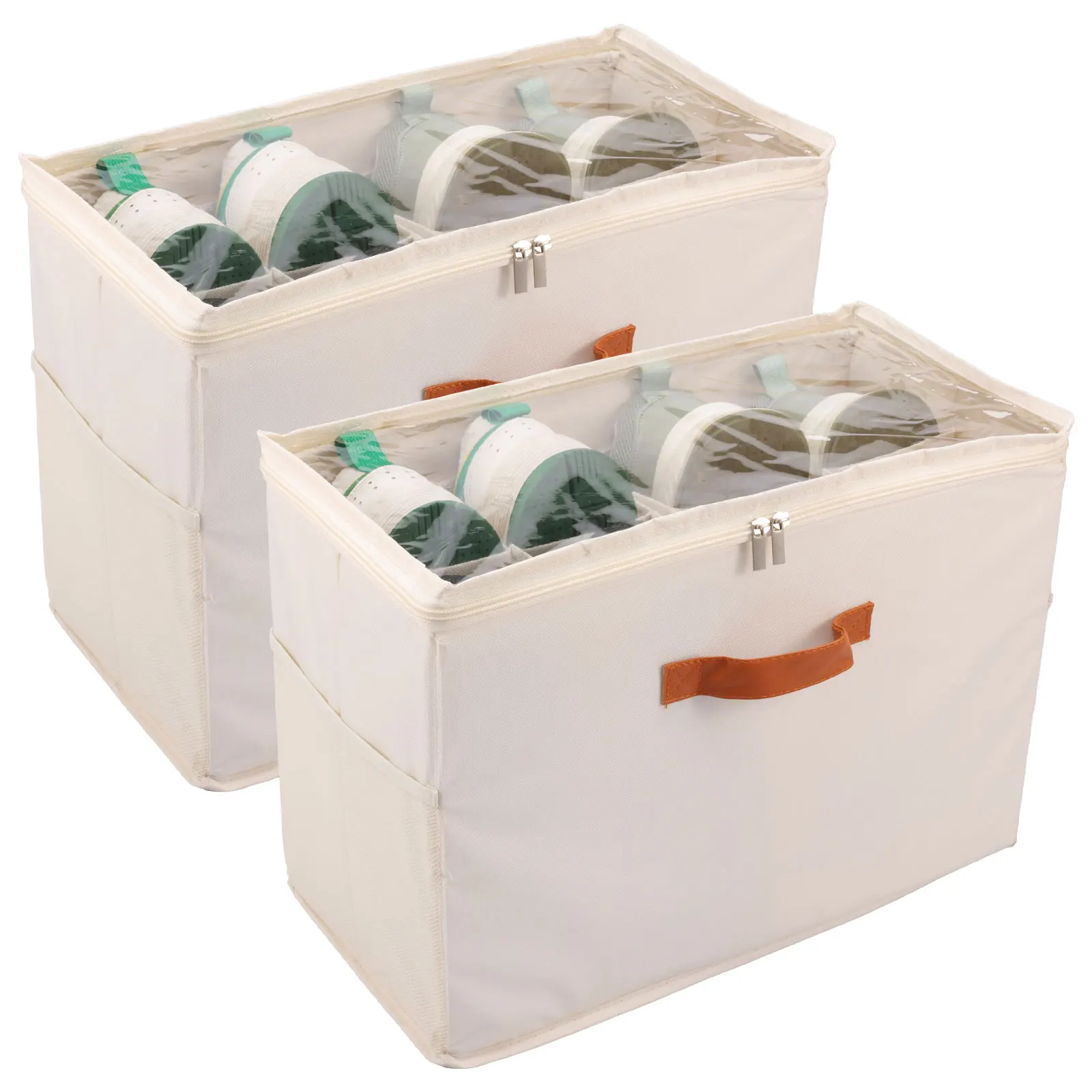 

2 шт. отделение из нетканого материала, ящик для хранения обуви с прозрачной ручкой крышки, пылезащитные кроссовки, органайзер для обуви, компактный шкаф