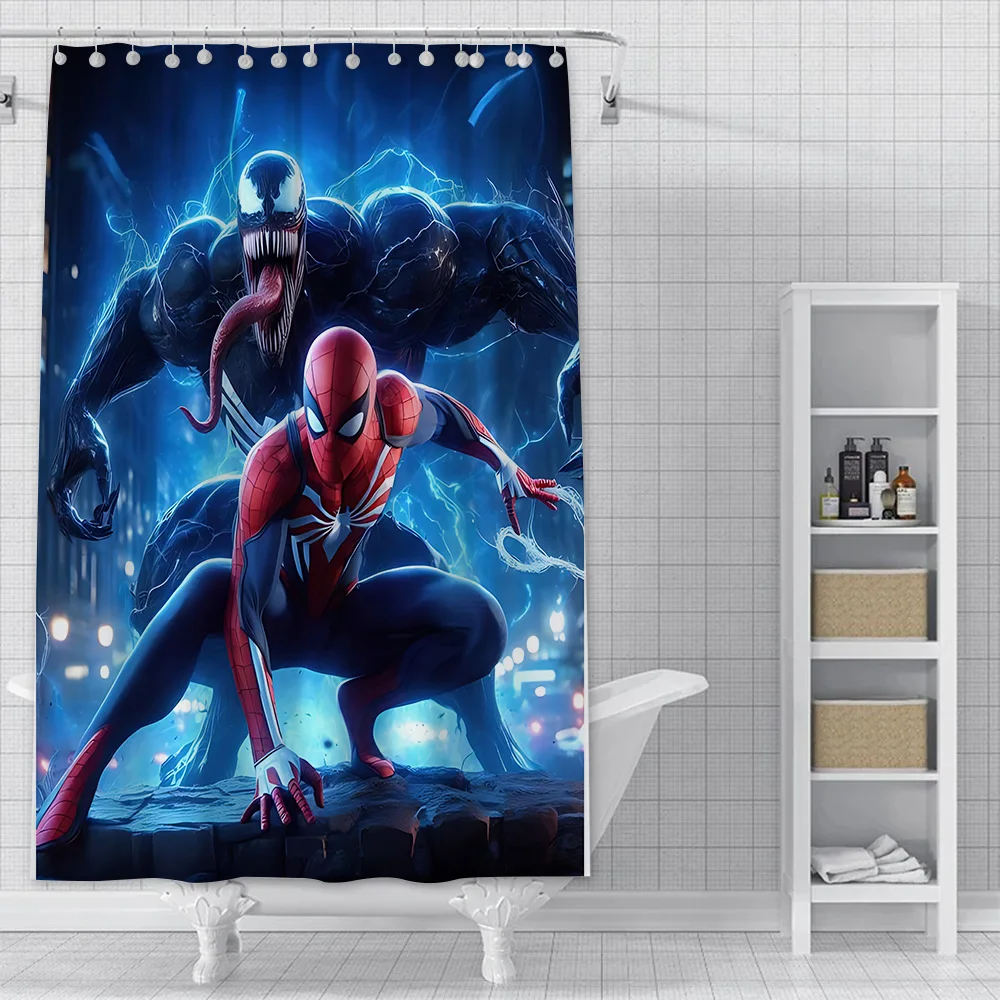 Shower Spiders-Man Curtain Waterproof Polyester Fabric Paint Colorful Bath Curtains Home Bathroom Decor Curtain With Hook