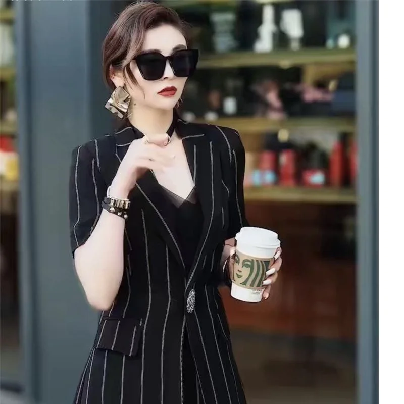 Single/set Female Internet Celebrity Fashion Commuting Suit Set Women 2024 Summer New Korean Blazer Wide Leg Pants Two-piece Set